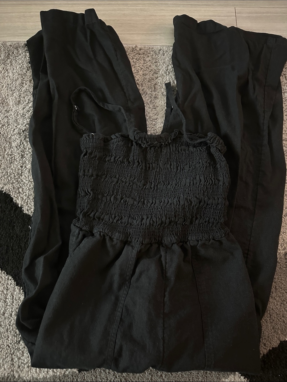 Universal Thread Black Smocked Strap Jumpsuit